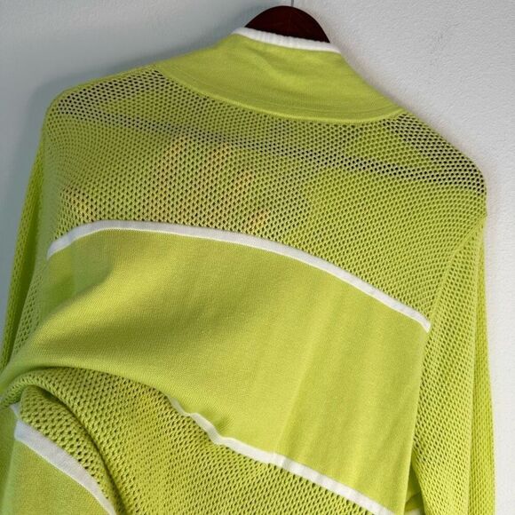 Chico’s Zenergy Womens Lime Green Lissa Mesh Knit Sweater Jacket XL Athleisure - Picture 5 of 10